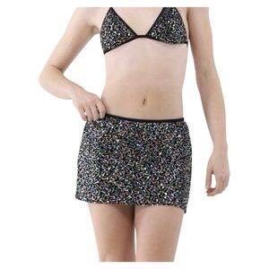 No Boundaries Women’s Sequin Mesh CoverUp Mini Skirt - Black, Green, Gold Size L
